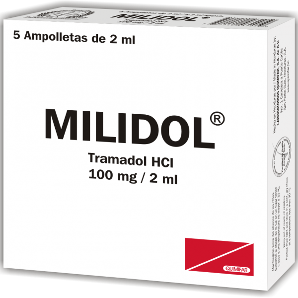 Milidol Ampolla Inyectable 100 mg / 2 ml caja x5