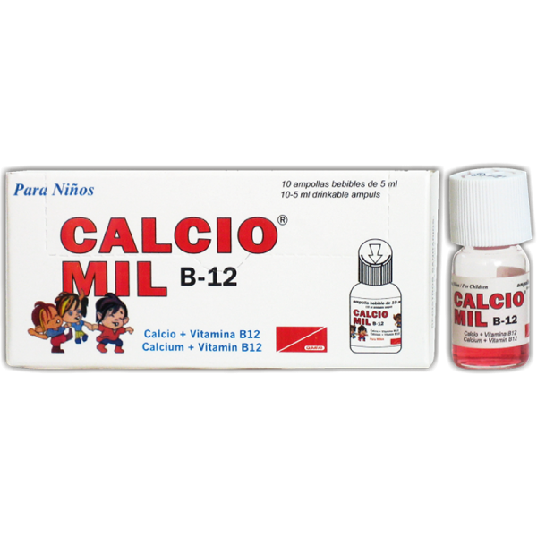 Calcio Mil B12  para Niños Ampolla Bebible 5 ml caja x10