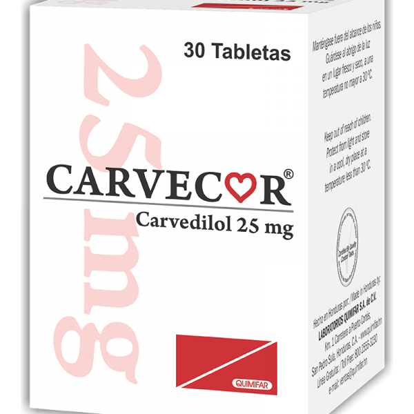 Carvecor Tabletas 25 mg frasco x30